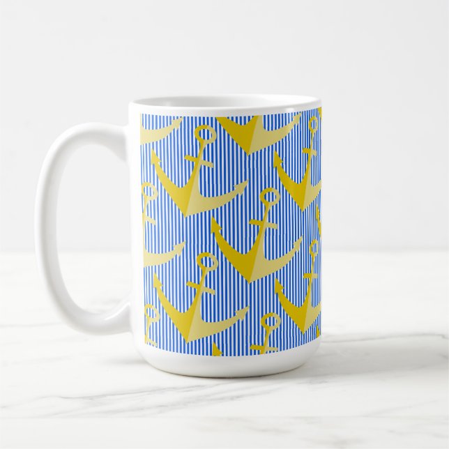 Patrón naumático anclaje amarillo taza de café (Izquierda)