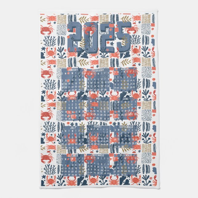 Patrón náutico de la toalla de té del calendario 2 (Vertical)