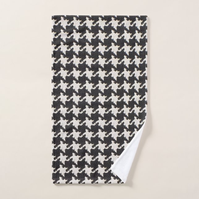 Patrón negro blanco de dientes de perro (Toalla de mano)