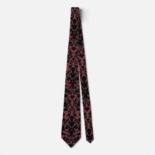 Patrón negro de damasco en la corbata del Diseñado