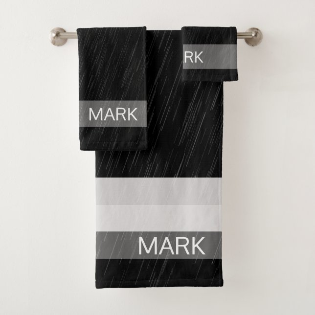 Patrón negro y blanco de lluvia, monogramado (In situ)