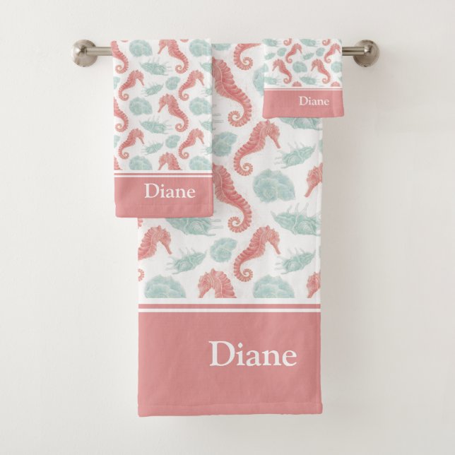 Patrón oceánico acuarela con nombre rosado (In situ)