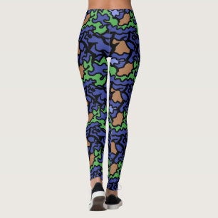 Patrón original de Naranja verde azul Yoga Legging