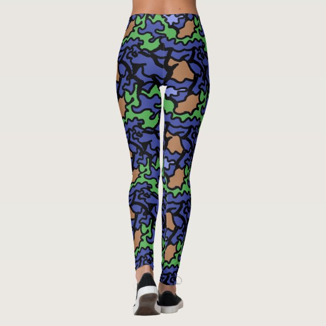 Patrón original de Naranja verde azul Yoga Legging (Reverso)