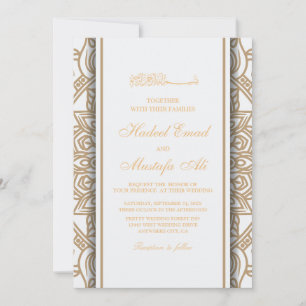 patrón oro nikah musulmán invitación a la boda