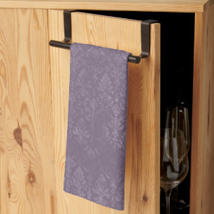 Patrón oscuro morado floral Damasco - toalla de co