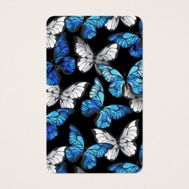 Patrón oscuro sin costuras con mariposas azules Mo (Anverso)