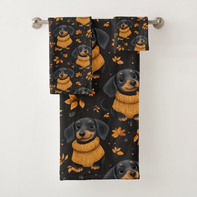 Patrón Otoñal de Dachshund Acogedor - Diseño para  (In situ)