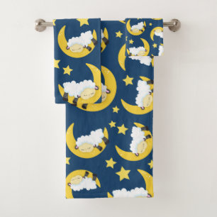 Patrón ovino, oveja durmiente, luna, estrellas
