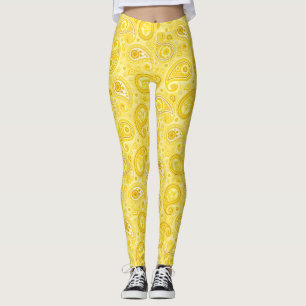 Patrón paisleño amarillo elegante pantalones de yo