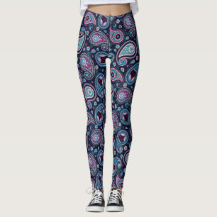 Patrón paisley azul violeta elegante pantalones de
