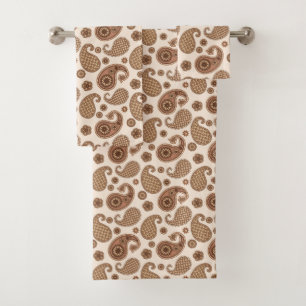 Patrón Paisley, marrón chocolate y moreno en beige