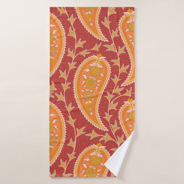 Patrón Paisley. Número turco. Naranja cimarrón c (Toalla de baño)