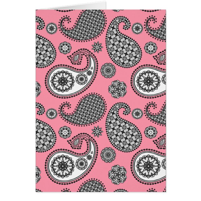 Patrón paisley, tonos grises sobre rosa (Frente)