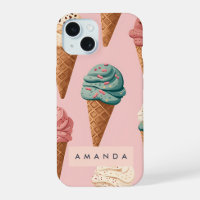 Patrón Personalizado de Cono de Helado Retro Vinta