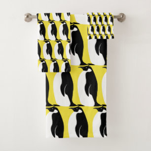 Patrón pingüino que ilumina blanco negro amarillo