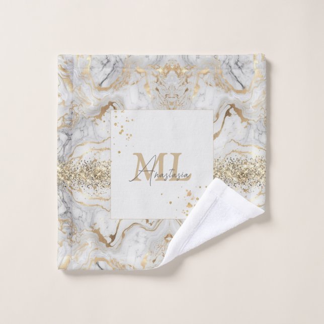 Patrón popular blanco Arena gris imita mármol dora (Toallita)