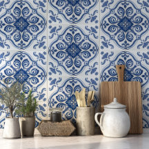 Patrón portugués de azulejo azul mediterráneo