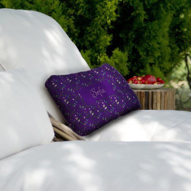 Patrón púrpura hojas de acuarela almohada lumbar (Subido por el creador)