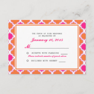 Patrón Quatrefoil Boda rosa y Naranja RSVP