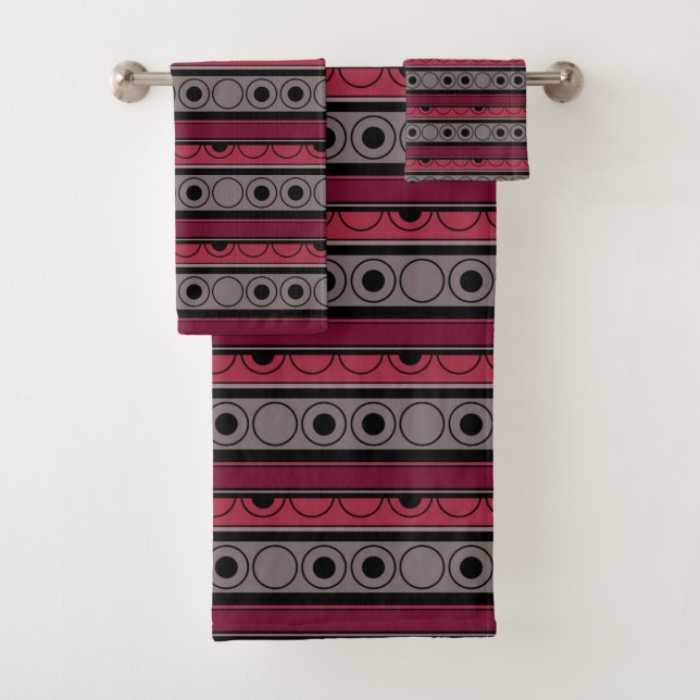 Patrón rayado con círculos y anillos estilo retro (In situ)