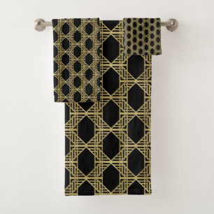 Patrón Retro Chic Diamante Art Déco Negro Dorado