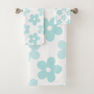 Patrón retro de flores de margarita azul blanco