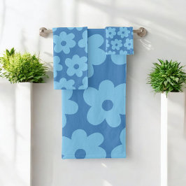 Patrón retro Hippie Preppy Blue Flower Y2K