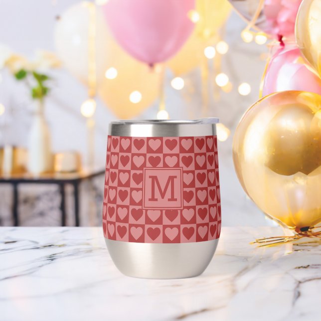 Patrón retro monocromático y rosado del corazón (Despedida de soltero)