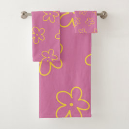 Patrón retro morado amarillo floral simple flor