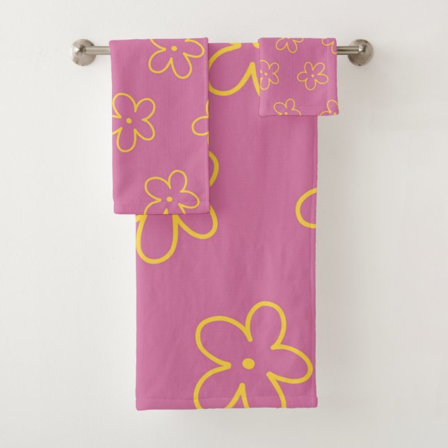 Patrón retro morado amarillo floral simple flor (In situ)