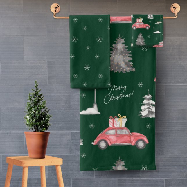 Patrón rojo de invierno Feliz Navidad Verde (Subido por el creador)