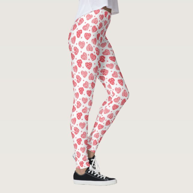 Patrón rojo lindo Valentine Hearts Leggings (Derecha)