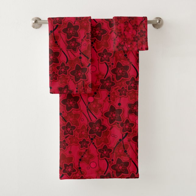 patrón rojo marrón floral rústico de moda retro (In situ)