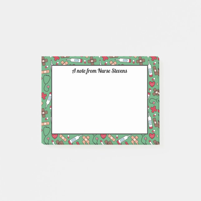 Patrón rojo verde lindo - Nota de la enfermera (Anverso)