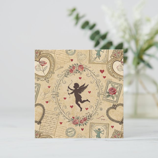 Patrón romántico de Cupido de Vintage (1) (Anverso de pie)