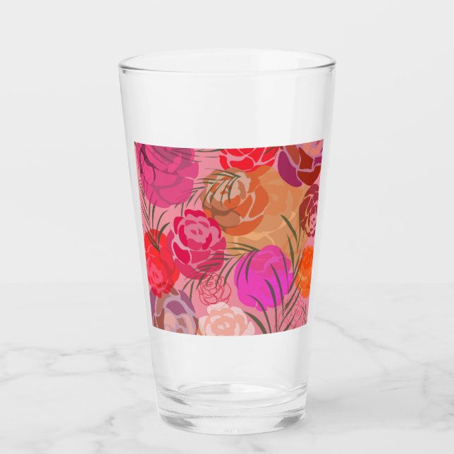 Patrón rosa con flores y plantas (Anverso)