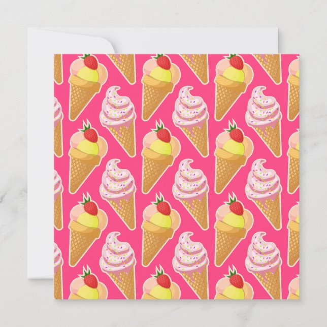 Patrón rosa de Kawaii con helado de fresa (Anverso)