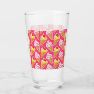 Patrón rosa de Kawaii con helado de fresa
