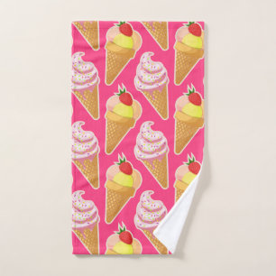 Patrón rosa de Kawaii con helado de fresa