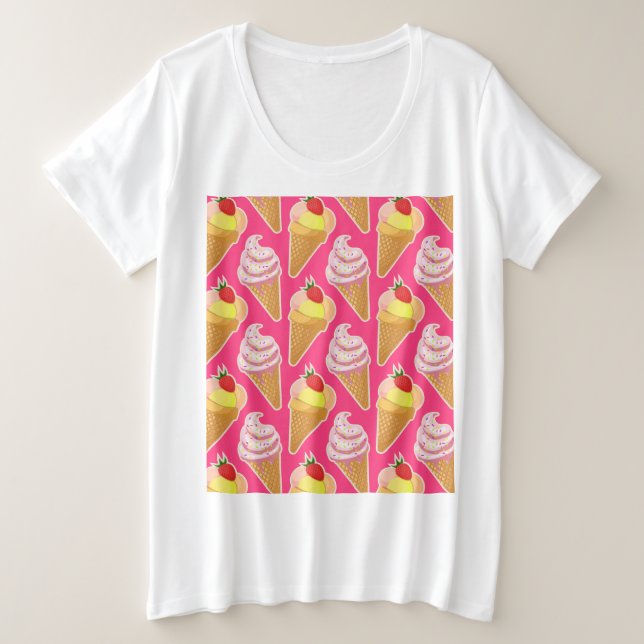 Patrón rosa de Kawaii con helado de fresa (Anverso del diseño)
