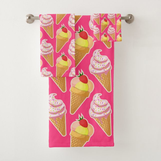 Patrón rosa de Kawaii con helado de fresa (In situ)