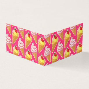 Patrón rosa de Kawaii con tarjeta de helado de fre