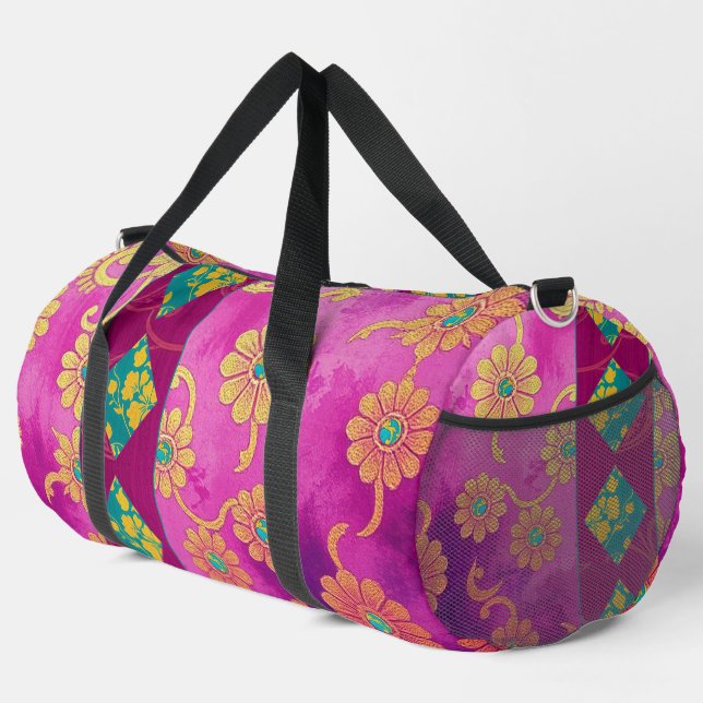 Patrón rosa púrpura ORIENTAL - Bolsa de Duffel (Esquina derecha)