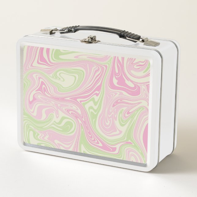 Patrón rosa Verde De Swirl Líquido (Anverso)