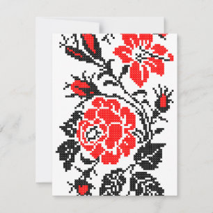 Patrón ruso de puntos cruzados de Rosa rojo y negr