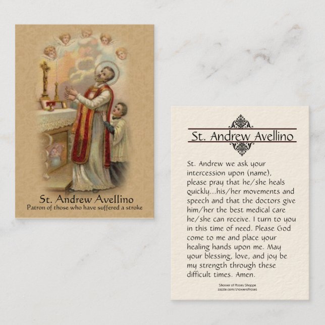 Patrón santo de la tarjeta el | St Andrew Avellino (Anverso / Reverso)