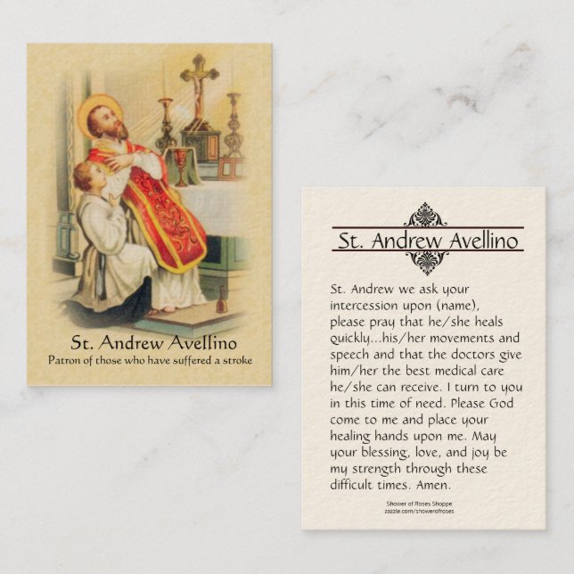 Patrón santo de la tarjeta el | St Andrew Avellino (Anverso / Reverso)