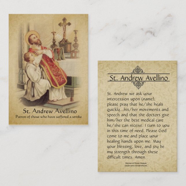 Patrón santo de la tarjeta el | St Andrew Avellino (Anverso / Reverso)