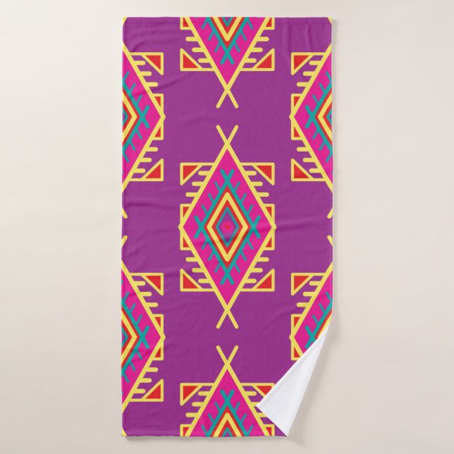 Patrón sin brillo en estilo boho. Ornamento étnico (Toalla de baño)